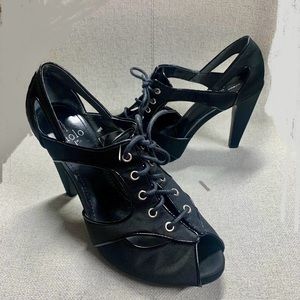 Linea Paolo - Womens Black Lace Up Heels -